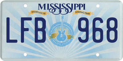 MS license plate LFB968