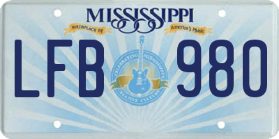 MS license plate LFB980