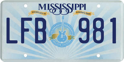 MS license plate LFB981