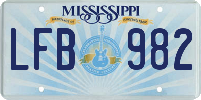MS license plate LFB982