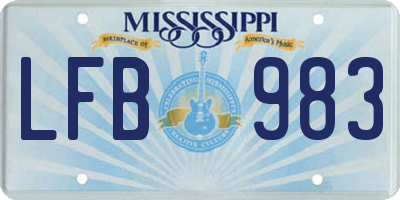 MS license plate LFB983