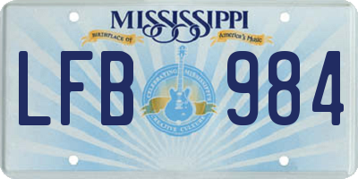 MS license plate LFB984