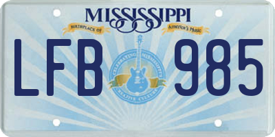 MS license plate LFB985