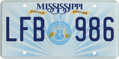 MS license plate LFB986