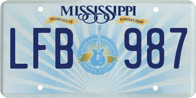 MS license plate LFB987