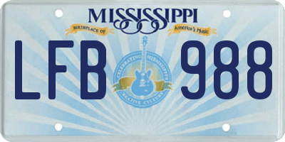 MS license plate LFB988