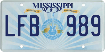 MS license plate LFB989