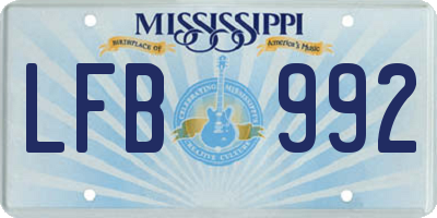 MS license plate LFB992