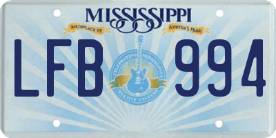 MS license plate LFB994