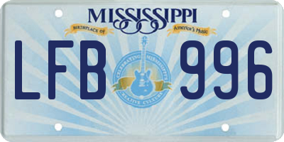 MS license plate LFB996