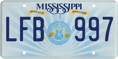 MS license plate LFB997