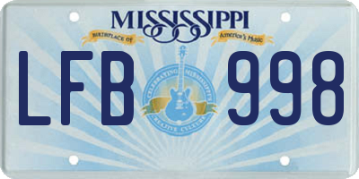 MS license plate LFB998