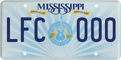 MS license plate LFC000