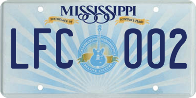 MS license plate LFC002