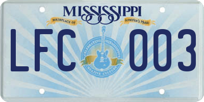 MS license plate LFC003