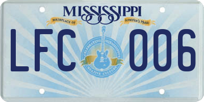 MS license plate LFC006