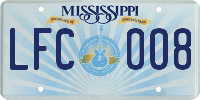 MS license plate LFC008