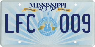 MS license plate LFC009