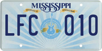 MS license plate LFC010