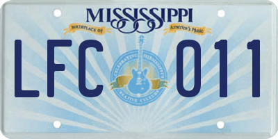 MS license plate LFC011