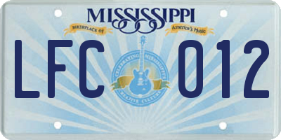 MS license plate LFC012