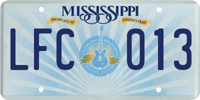 MS license plate LFC013