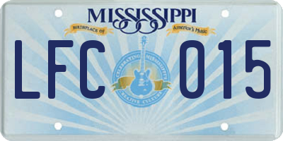 MS license plate LFC015