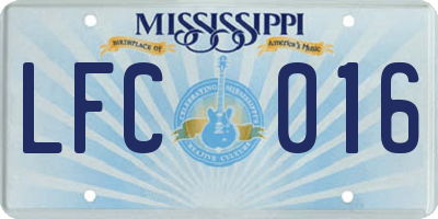 MS license plate LFC016