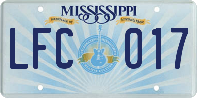 MS license plate LFC017