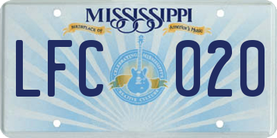MS license plate LFC020