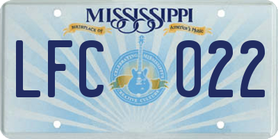 MS license plate LFC022