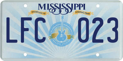 MS license plate LFC023