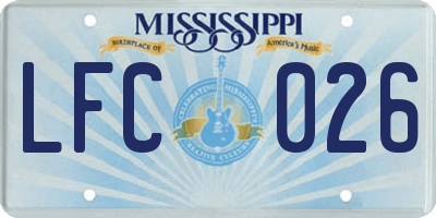 MS license plate LFC026
