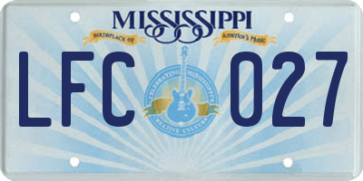 MS license plate LFC027