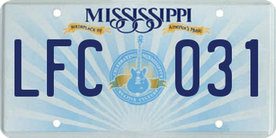 MS license plate LFC031