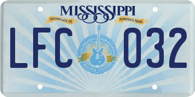 MS license plate LFC032
