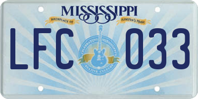 MS license plate LFC033