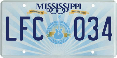 MS license plate LFC034