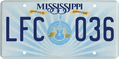 MS license plate LFC036