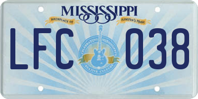 MS license plate LFC038