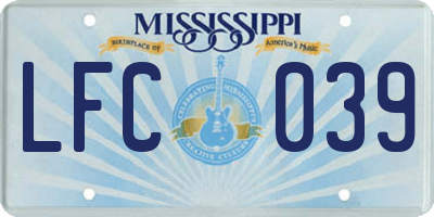 MS license plate LFC039