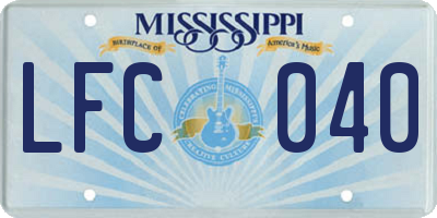 MS license plate LFC040