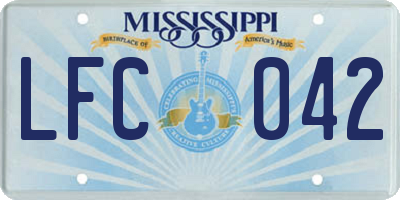 MS license plate LFC042