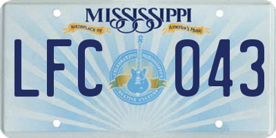 MS license plate LFC043