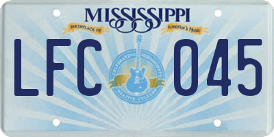 MS license plate LFC045
