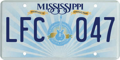 MS license plate LFC047