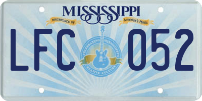 MS license plate LFC052