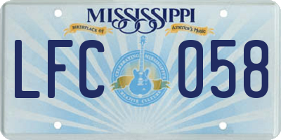 MS license plate LFC058