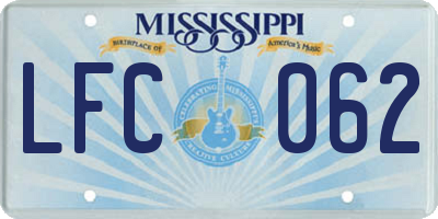 MS license plate LFC062