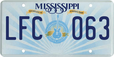 MS license plate LFC063
